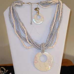 Beaded Necklace. Light blues. Matching earrings